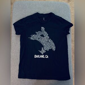 Oaklandish Oakland CA typographic neighborhood map  women’s t-shirt black XS